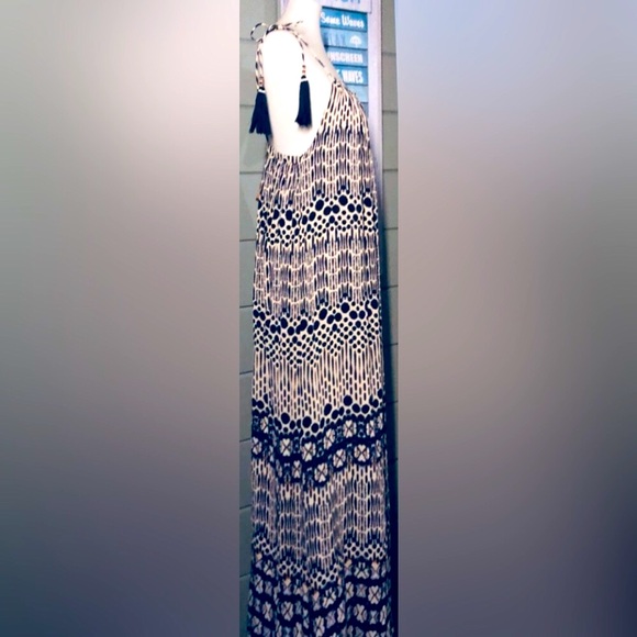STAR MELA boho Agni print maxi dress w/adj tassel shoulder ties RE $320 M 🎉SALE - Picture 10 of 16
